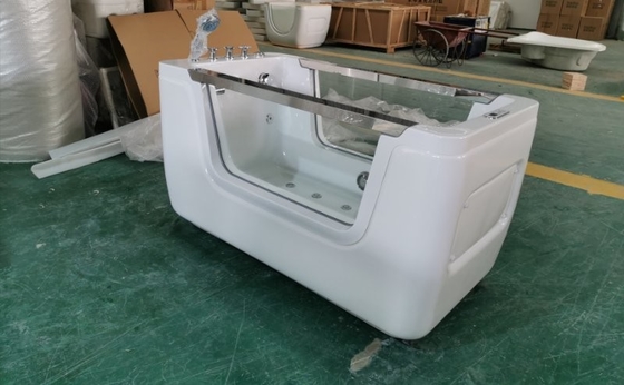 SONCAP Small Spa Bathtub With Shower Rectangular Freestanding
